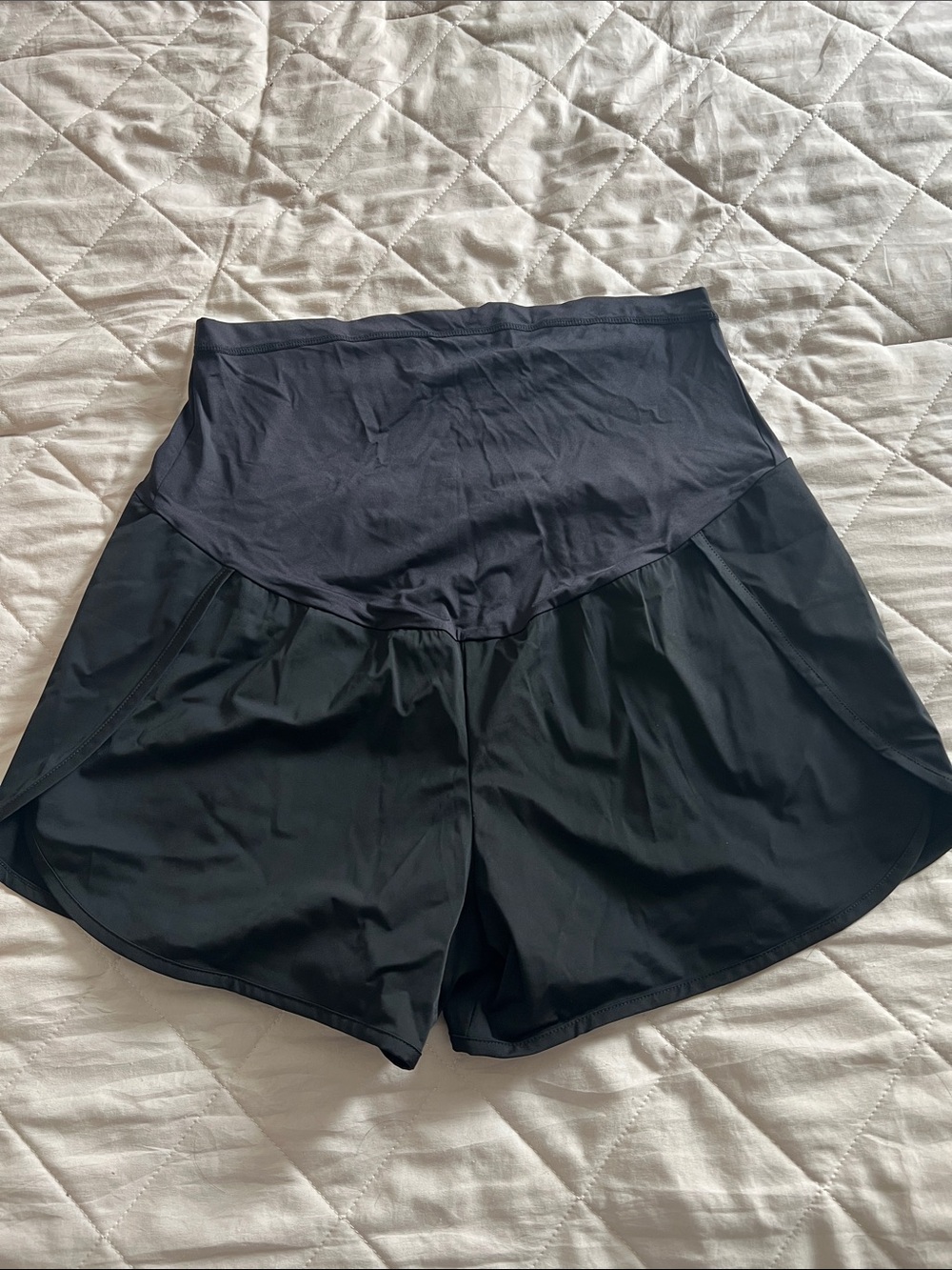 Women's Maternity High-Waist Black Active Shorts